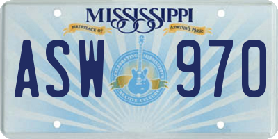 MS license plate ASW970