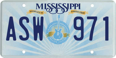 MS license plate ASW971