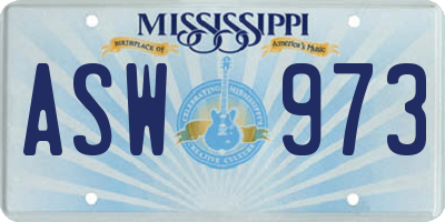 MS license plate ASW973
