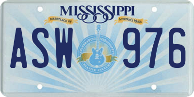MS license plate ASW976