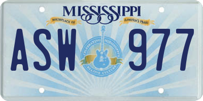MS license plate ASW977