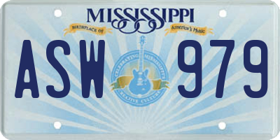 MS license plate ASW979