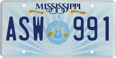 MS license plate ASW991