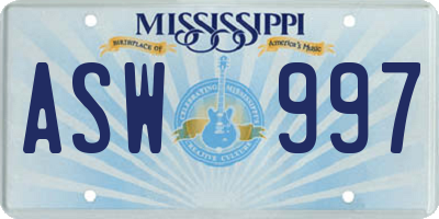 MS license plate ASW997