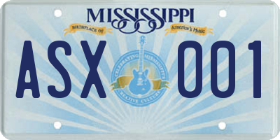 MS license plate ASX001