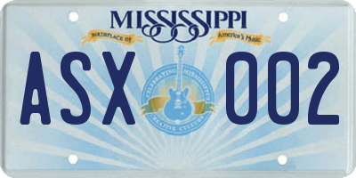 MS license plate ASX002