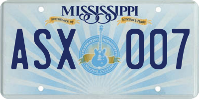 MS license plate ASX007