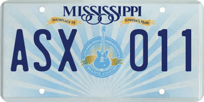 MS license plate ASX011