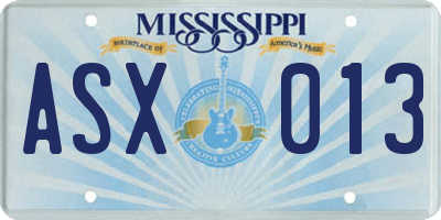 MS license plate ASX013