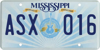 MS license plate ASX016