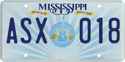 MS license plate ASX018