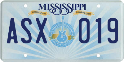 MS license plate ASX019