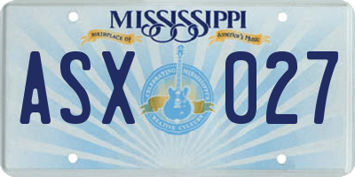 MS license plate ASX027