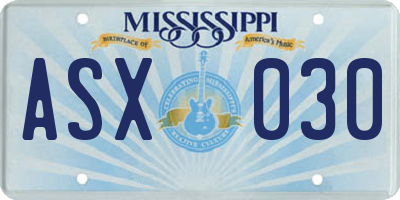 MS license plate ASX030