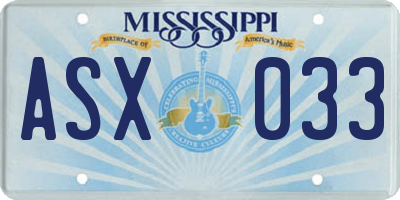 MS license plate ASX033