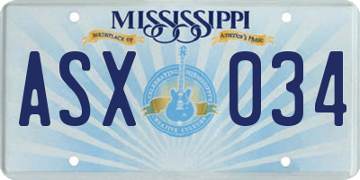 MS license plate ASX034