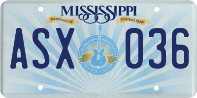 MS license plate ASX036