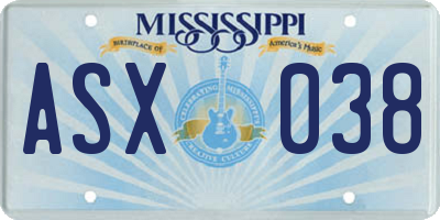 MS license plate ASX038