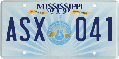 MS license plate ASX041