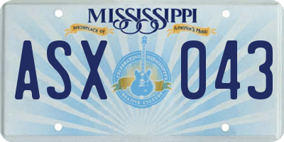 MS license plate ASX043