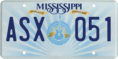 MS license plate ASX051