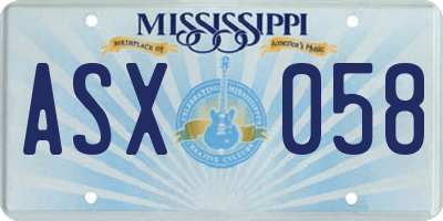 MS license plate ASX058