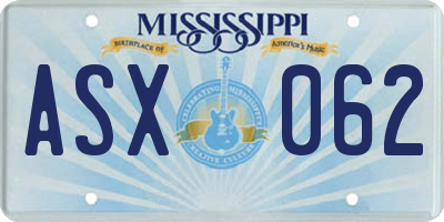 MS license plate ASX062