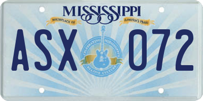 MS license plate ASX072