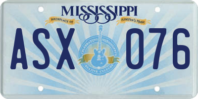 MS license plate ASX076