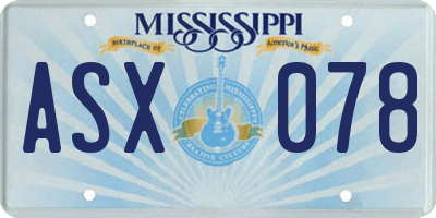 MS license plate ASX078