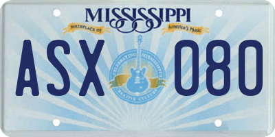MS license plate ASX080