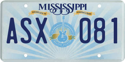 MS license plate ASX081