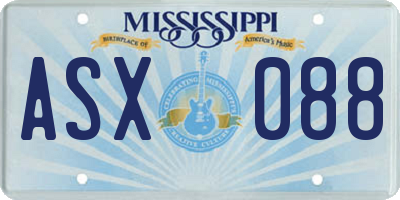 MS license plate ASX088