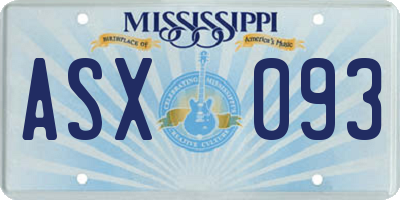 MS license plate ASX093