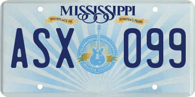 MS license plate ASX099