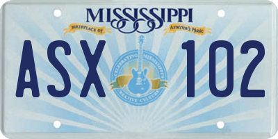 MS license plate ASX102