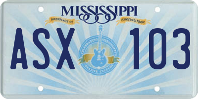 MS license plate ASX103