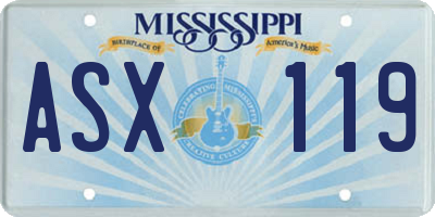 MS license plate ASX119