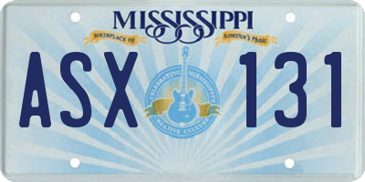 MS license plate ASX131
