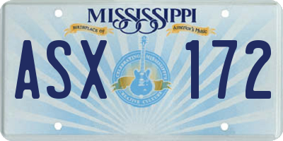 MS license plate ASX172