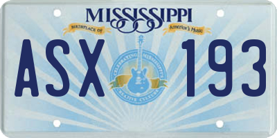 MS license plate ASX193