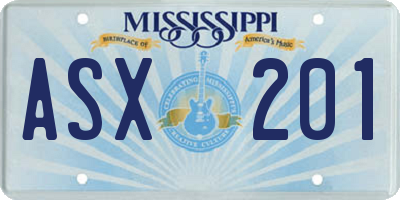 MS license plate ASX201