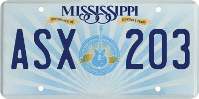 MS license plate ASX203