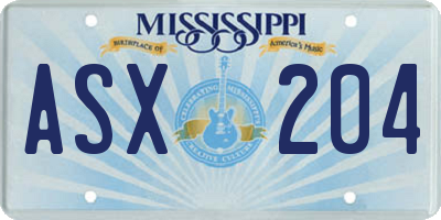 MS license plate ASX204
