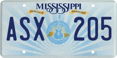 MS license plate ASX205