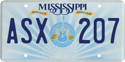 MS license plate ASX207