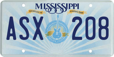 MS license plate ASX208