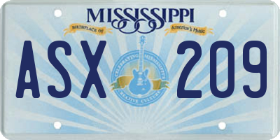 MS license plate ASX209
