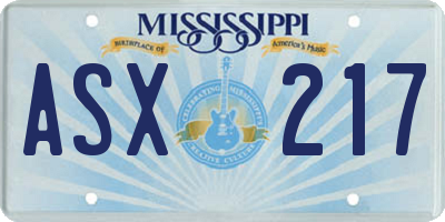 MS license plate ASX217