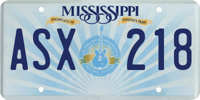 MS license plate ASX218